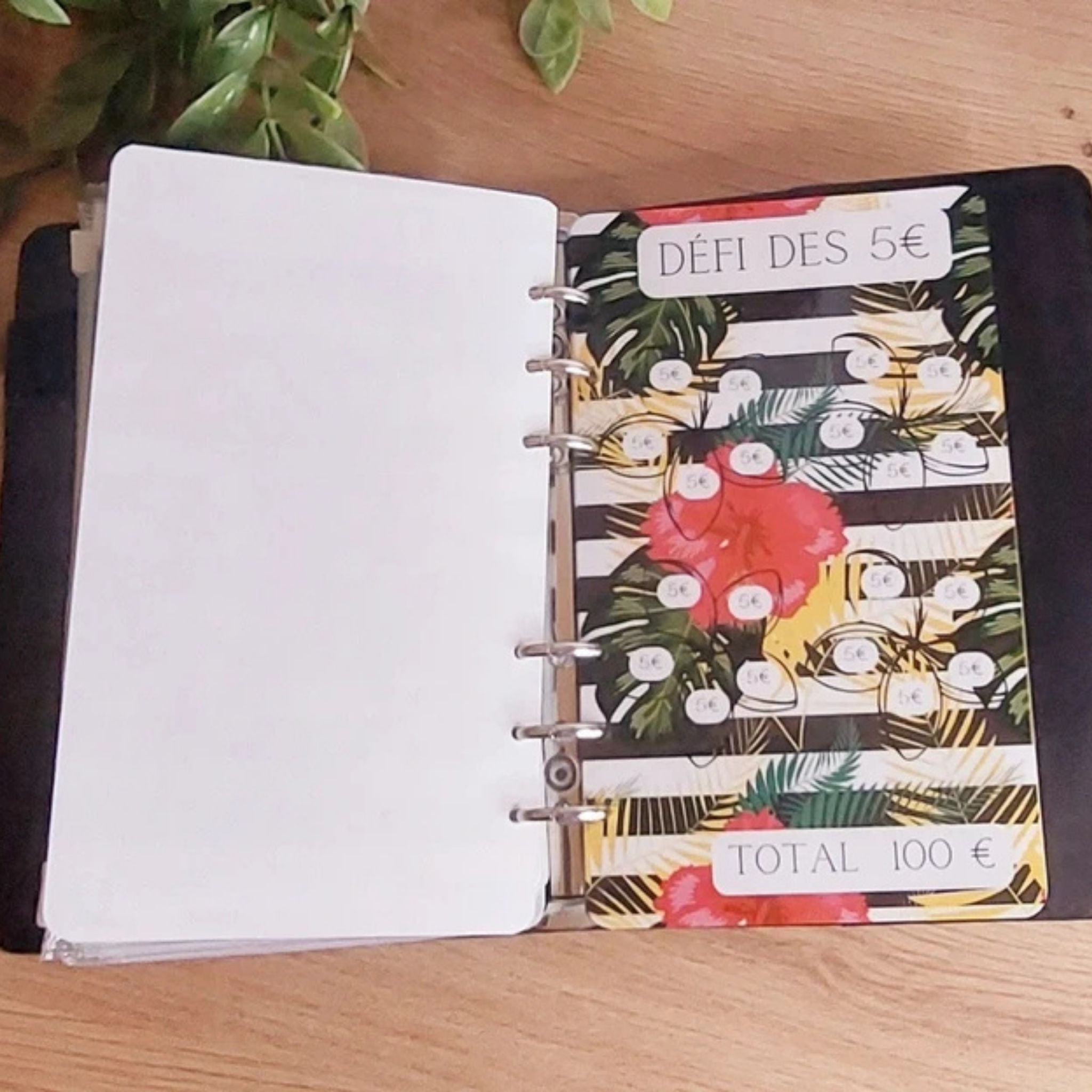 🌴 Classeur de Budget Complet "Tropical Chic" – Noir & Floral (A6)