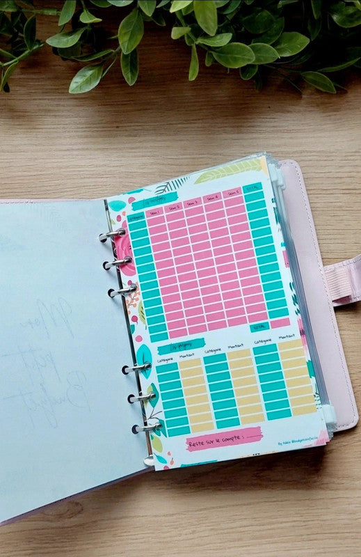 🌸 Classeur de Budget Complet "Fleurs Vintage" – Vieux Rose (A6)