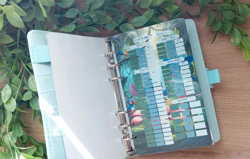🌺 Classeur de Budget Complet "Lilo et Stitch Tropical" – Bleu Ciel (A6)