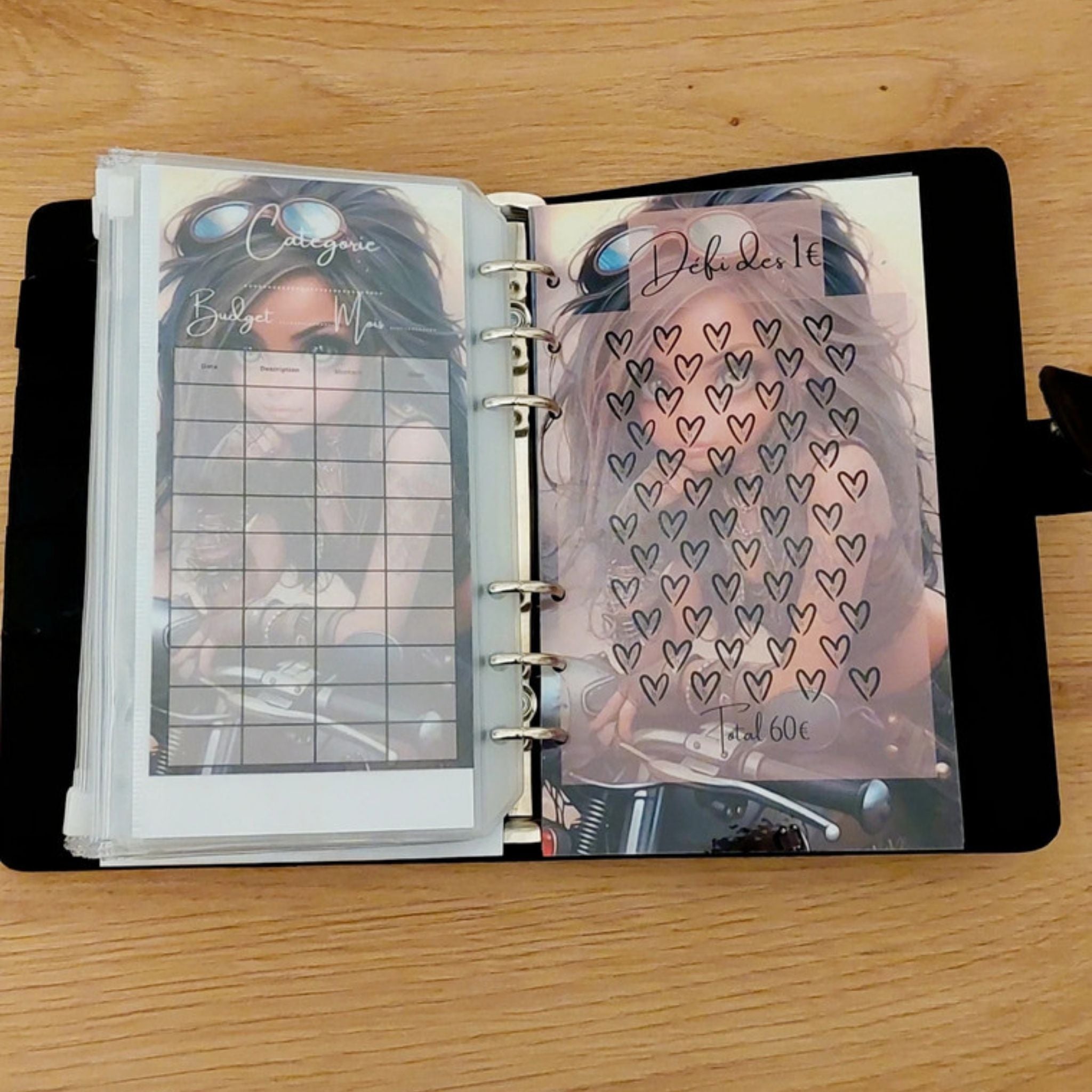 🎸 Classeur de Budget Complet "baby doll " – Noir Intense (A6) (Copie)