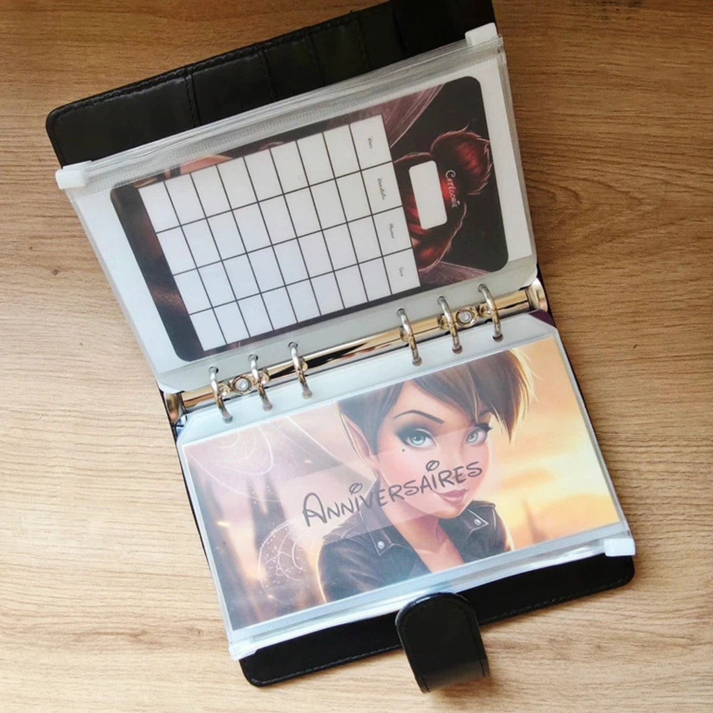 🎸 Classeur de Budget Complet "Fée Rock" – Noir Intense (A6)