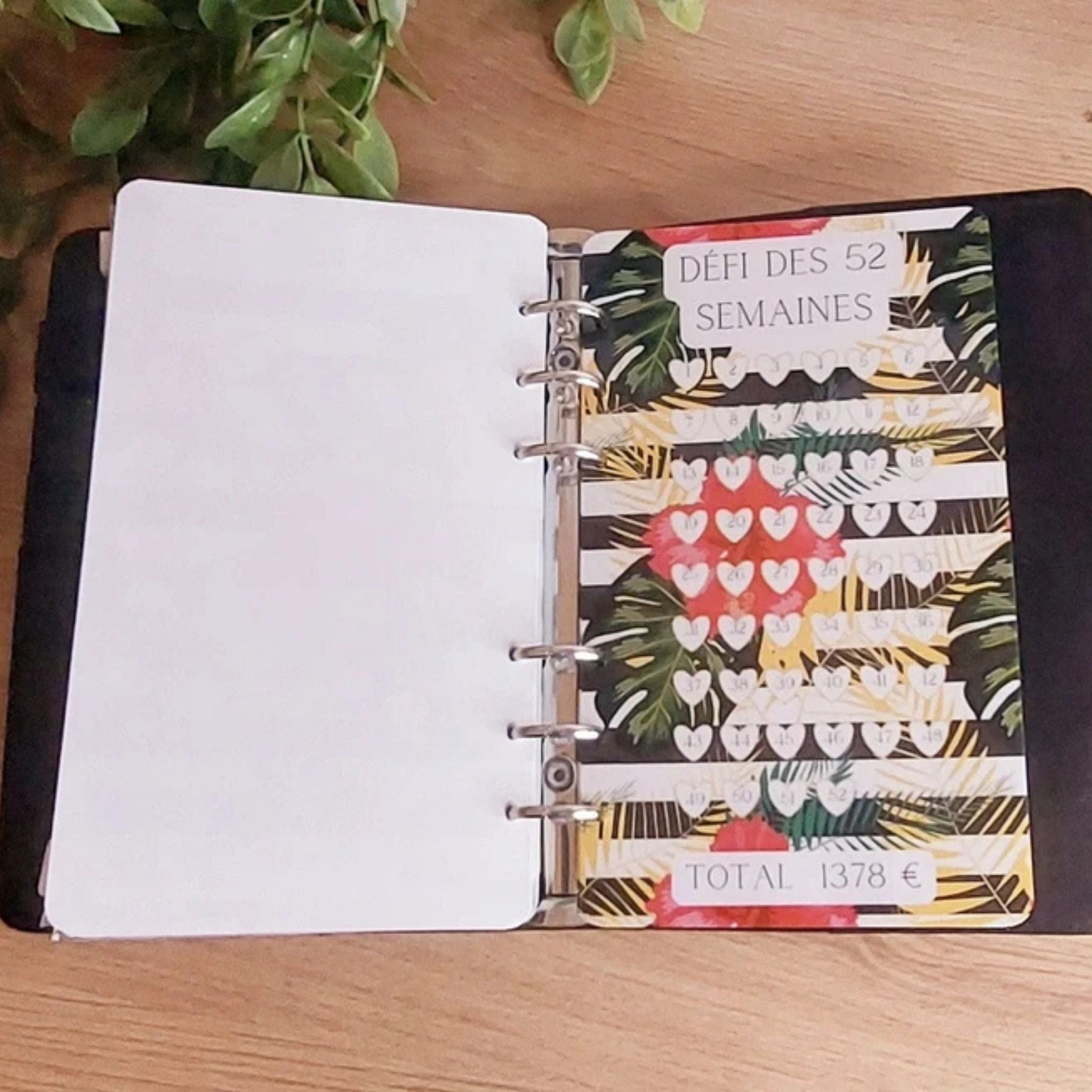 🌴 Classeur de Budget Complet "Tropical Chic" – Noir & Floral (A6)