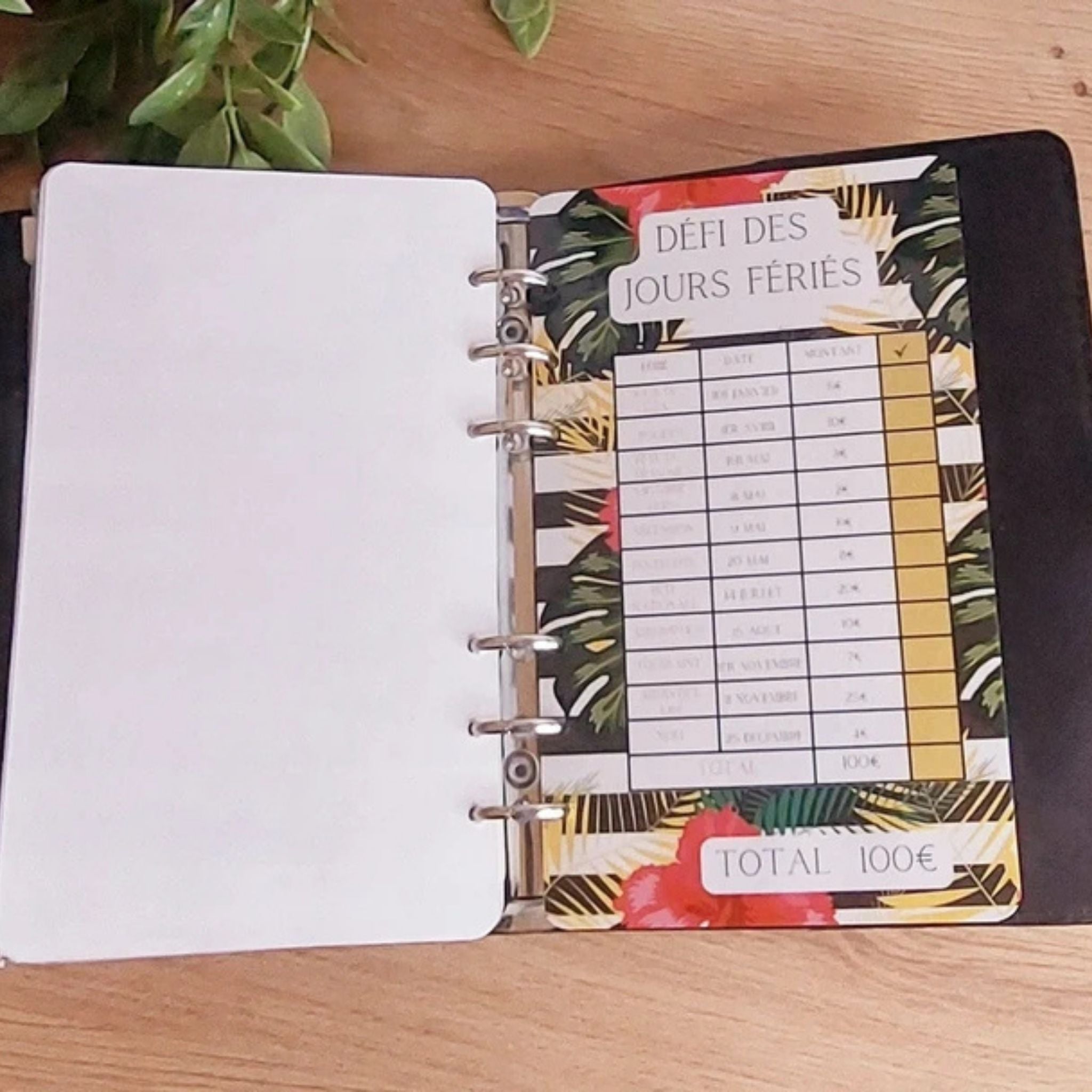 🌴 Classeur de Budget Complet "Tropical Chic" – Noir & Floral (A6)