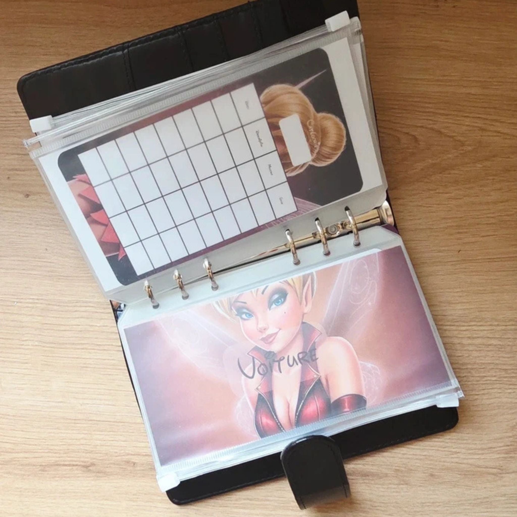 🎸 Classeur de Budget Complet "Fée Rock" – Noir Intense (A6)