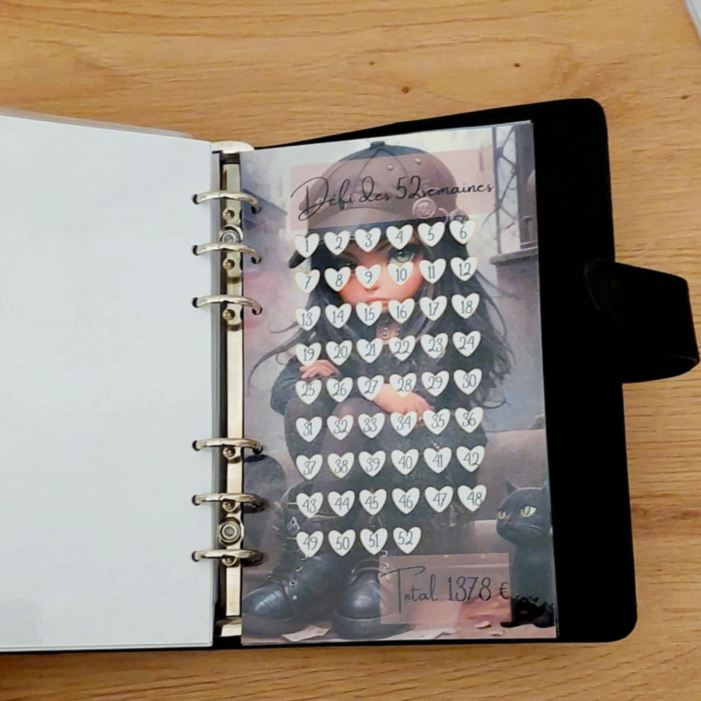 🎸 Classeur de Budget Complet "baby doll " – Noir Intense (A6) (Copie)