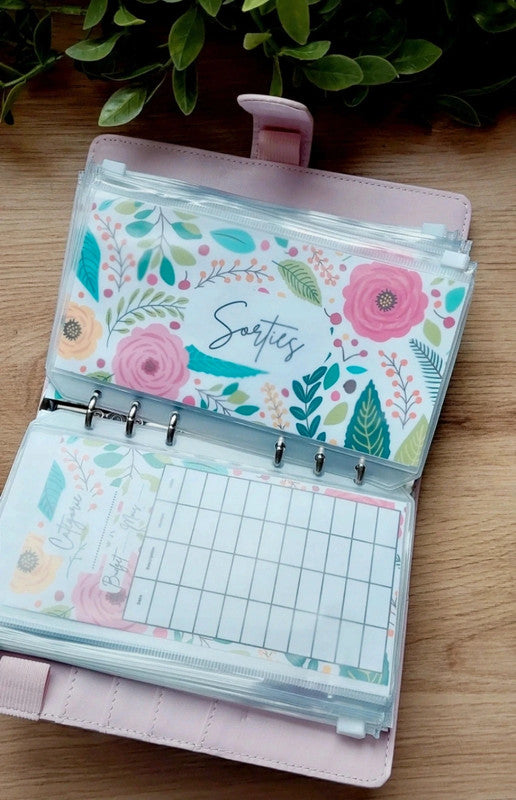 🌸 Classeur de Budget Complet "Fleurs Vintage" – Vieux Rose (A6)