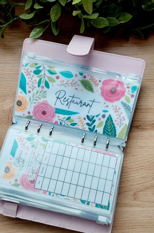 🌸 Classeur de Budget Complet "Fleurs Vintage" – Vieux Rose (A6)