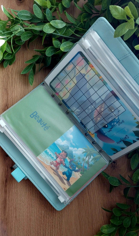 🌺 Classeur de Budget Complet "Lilo et Stitch Tropical" – Bleu Ciel (A6)