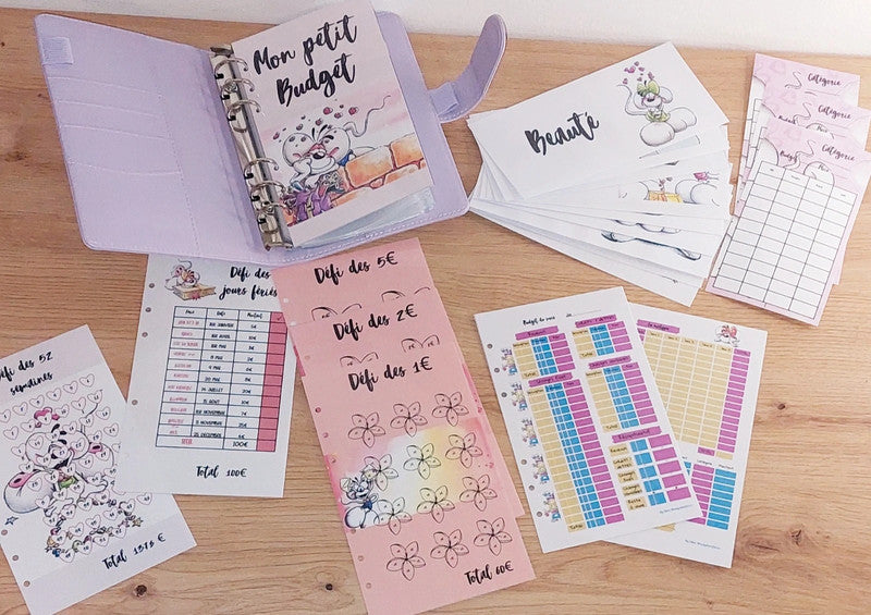 🐭 Classeur de Budget Complet " Diddle " – Lilas & Tendresse (A6)