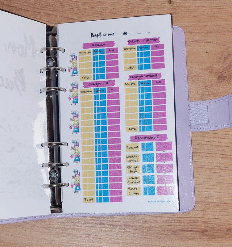 🐭 Classeur de Budget Complet " Diddle " – Lilas & Tendresse (A6)