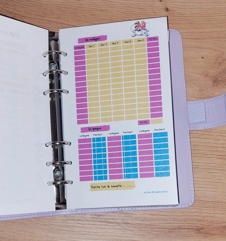 🐭 Classeur de Budget Complet " Diddle " – Lilas & Tendresse (A6)