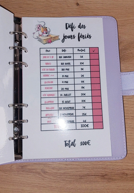 🐭 Classeur de Budget Complet " Diddle " – Lilas & Tendresse (A6)