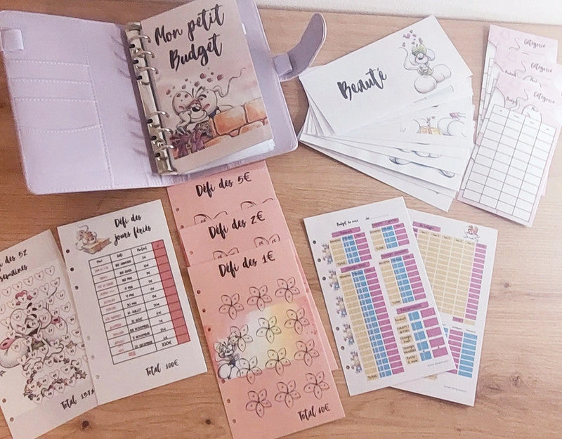 🐭 Classeur de Budget Complet " Diddle " – Lilas & Tendresse (A6)