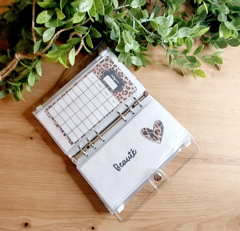 🐆 Classeur Budgétaire transparent Léopard  – "Mon Petit Budget" (A6)