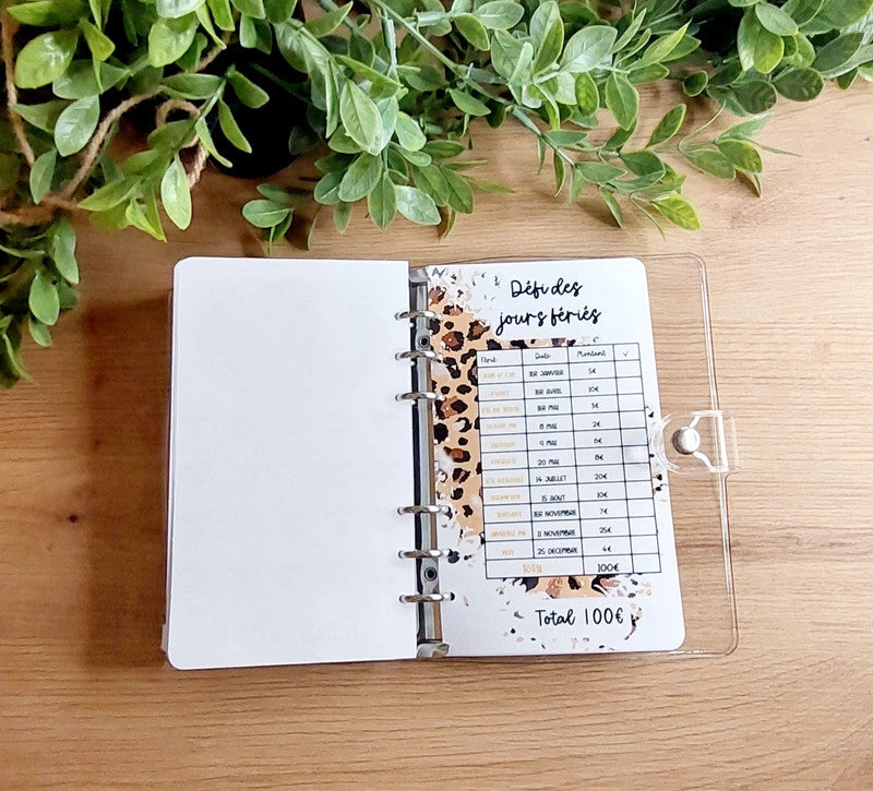 🐆 Classeur Budgétaire transparent Léopard  – "Mon Petit Budget" (A6)