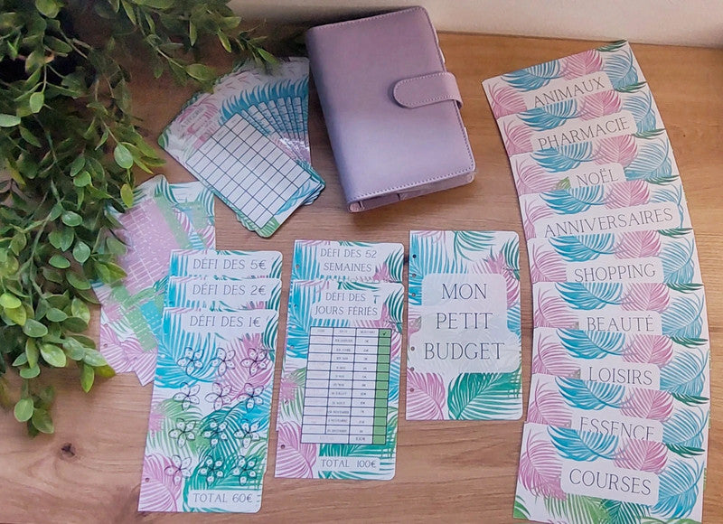 🌿 Classeur de Budget Complet "Douceur Tropicale" – Lilas Pastel (A6)