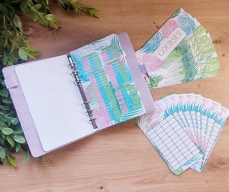 🌿 Classeur de Budget Complet "Douceur Tropicale" – Lilas Pastel (A6)