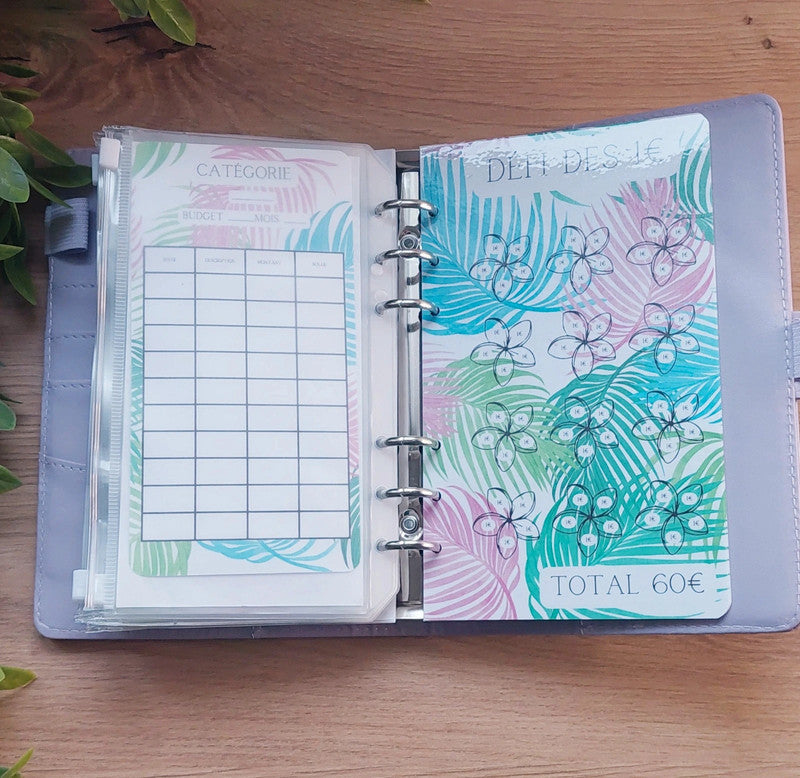 🌿 Classeur de Budget Complet "Douceur Tropicale" – Lilas Pastel (A6)