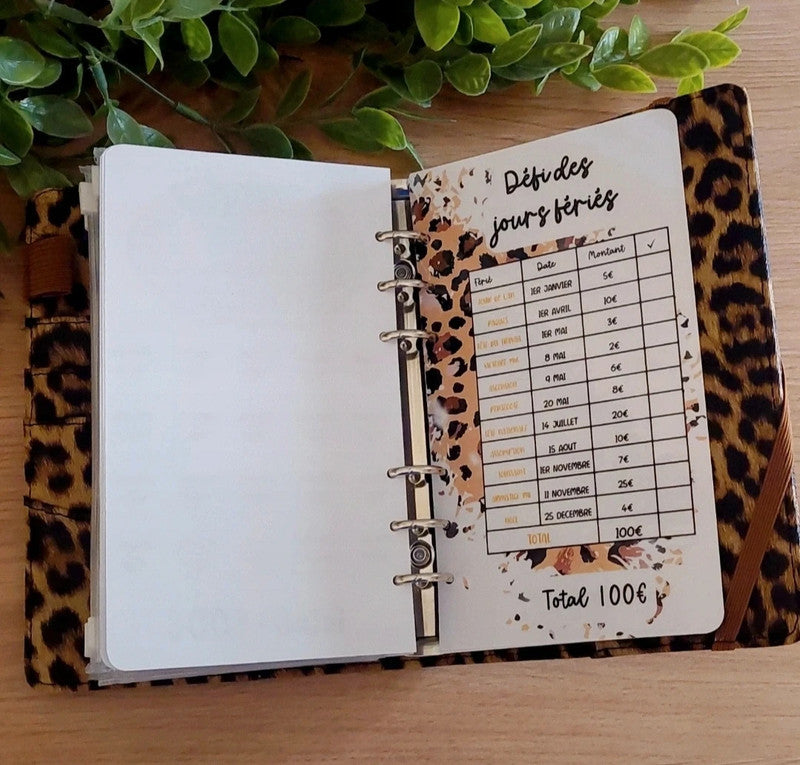 🐆 Classeur Budgétaire A6 – Thème Full Léopard | Fait main
