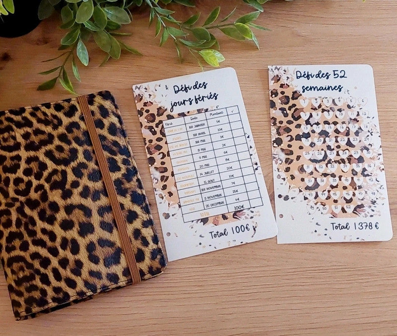 🐆 Classeur Budgétaire A6 – Thème Full Léopard | Fait main