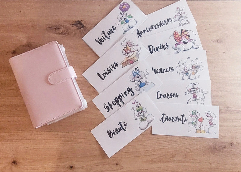 Classeur de Budget Complet "Diddle" Rose Pastel (A6)