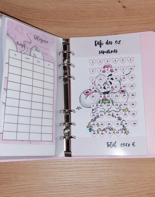 Classeur de Budget Complet "Diddle" Rose Pastel (A6)