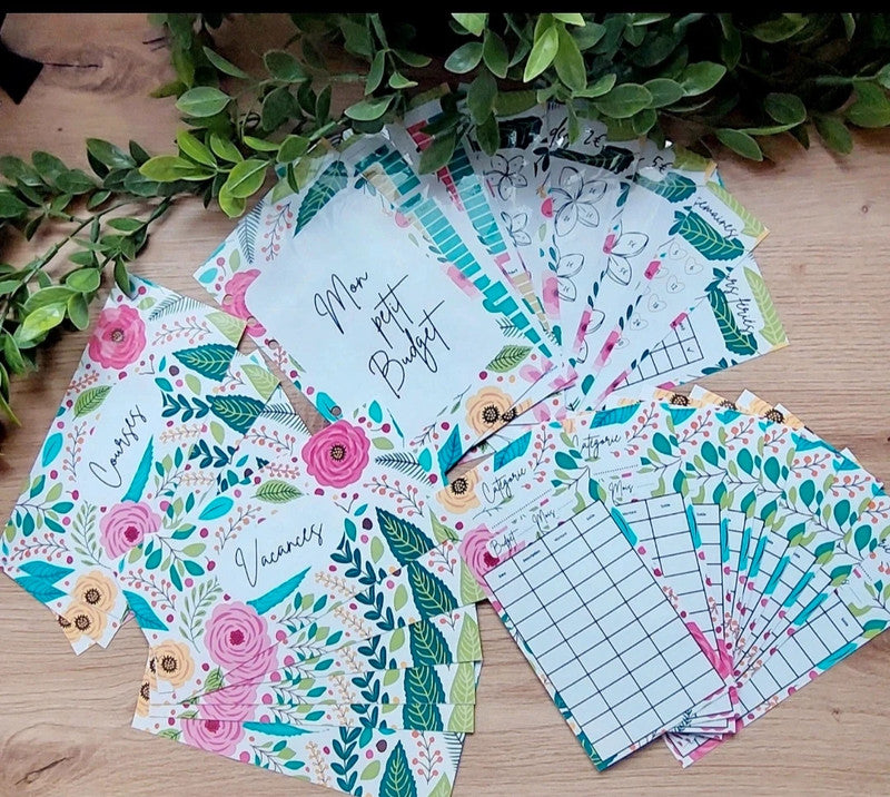 🌸 Classeur de Budget Complet "Fleurs Vintage" – Vieux Rose (A6)