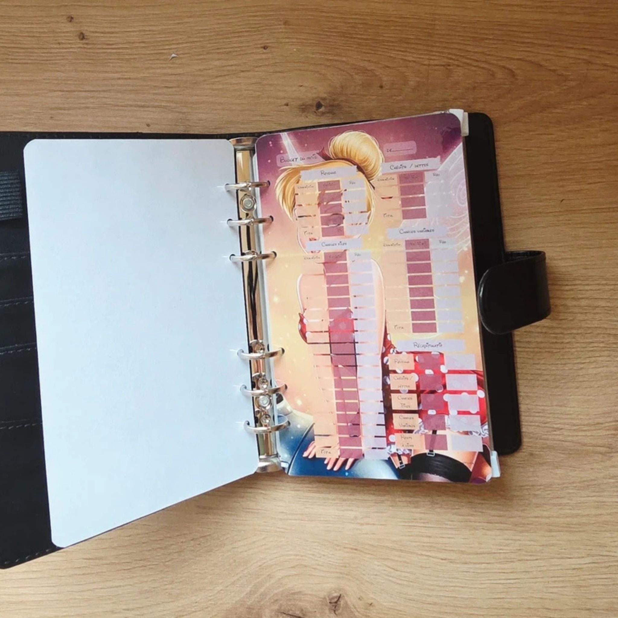 🎸 Classeur de Budget Complet "Fée Rock" – Noir Intense (A6)