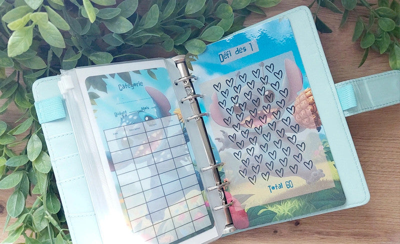 🌺 Classeur de Budget Complet "Lilo et Stitch Tropical" – Bleu Ciel (A6)