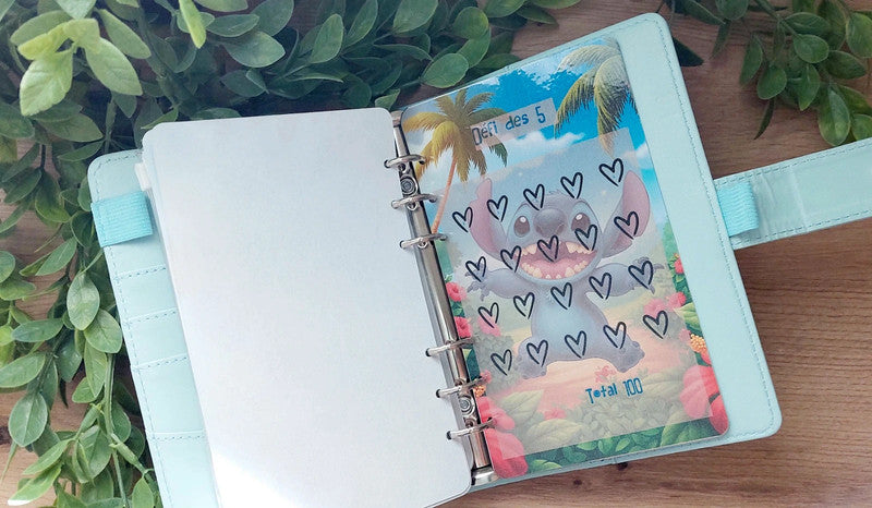 🌺 Classeur de Budget Complet "Lilo et Stitch Tropical" – Bleu Ciel (A6)