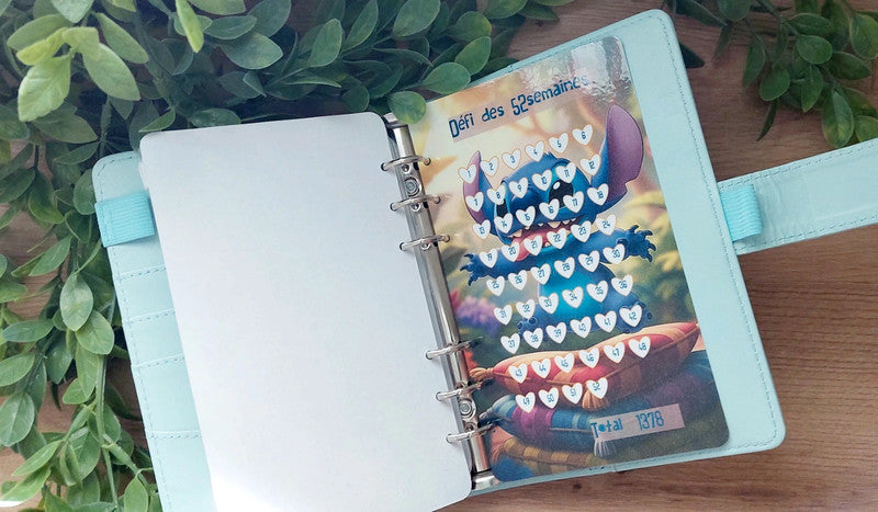 🌺 Classeur de Budget Complet "Lilo et Stitch Tropical" – Bleu Ciel (A6)