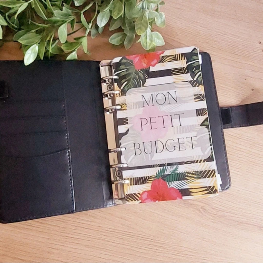 🌴 Classeur de Budget Complet "Tropical Chic" – Noir & Floral (A6)