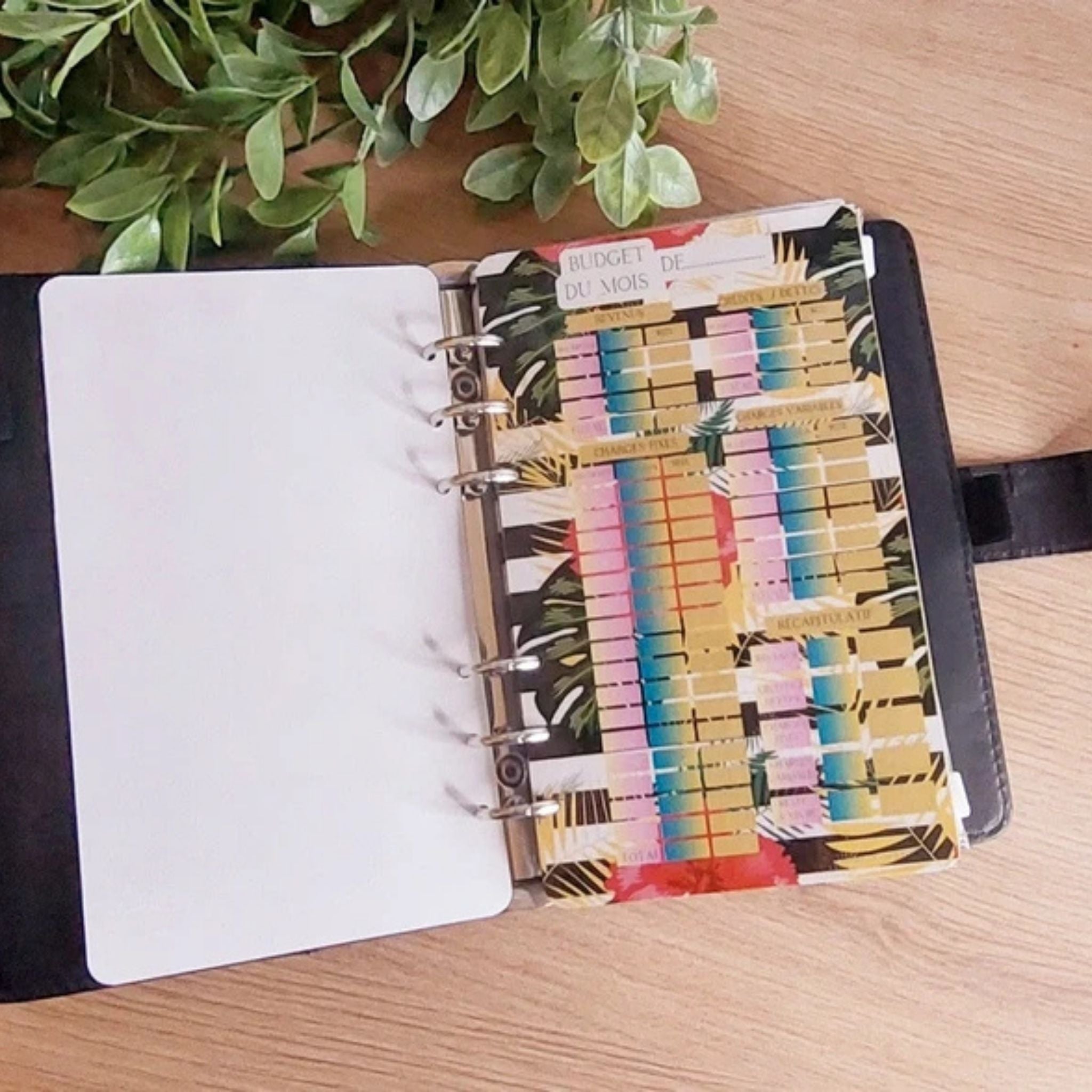 🌴 Classeur de Budget Complet "Tropical Chic" – Noir & Floral (A6)