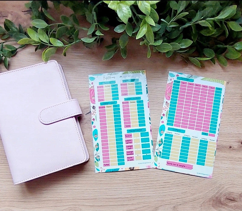 🌸 Classeur de Budget Complet "Fleurs Vintage" – Vieux Rose (A6)