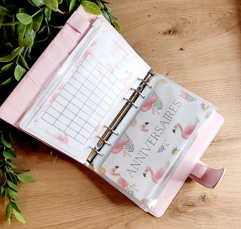 🦩 Classeur de Budget Complet "Pink Flamingo" – Rose Pastel (A6)