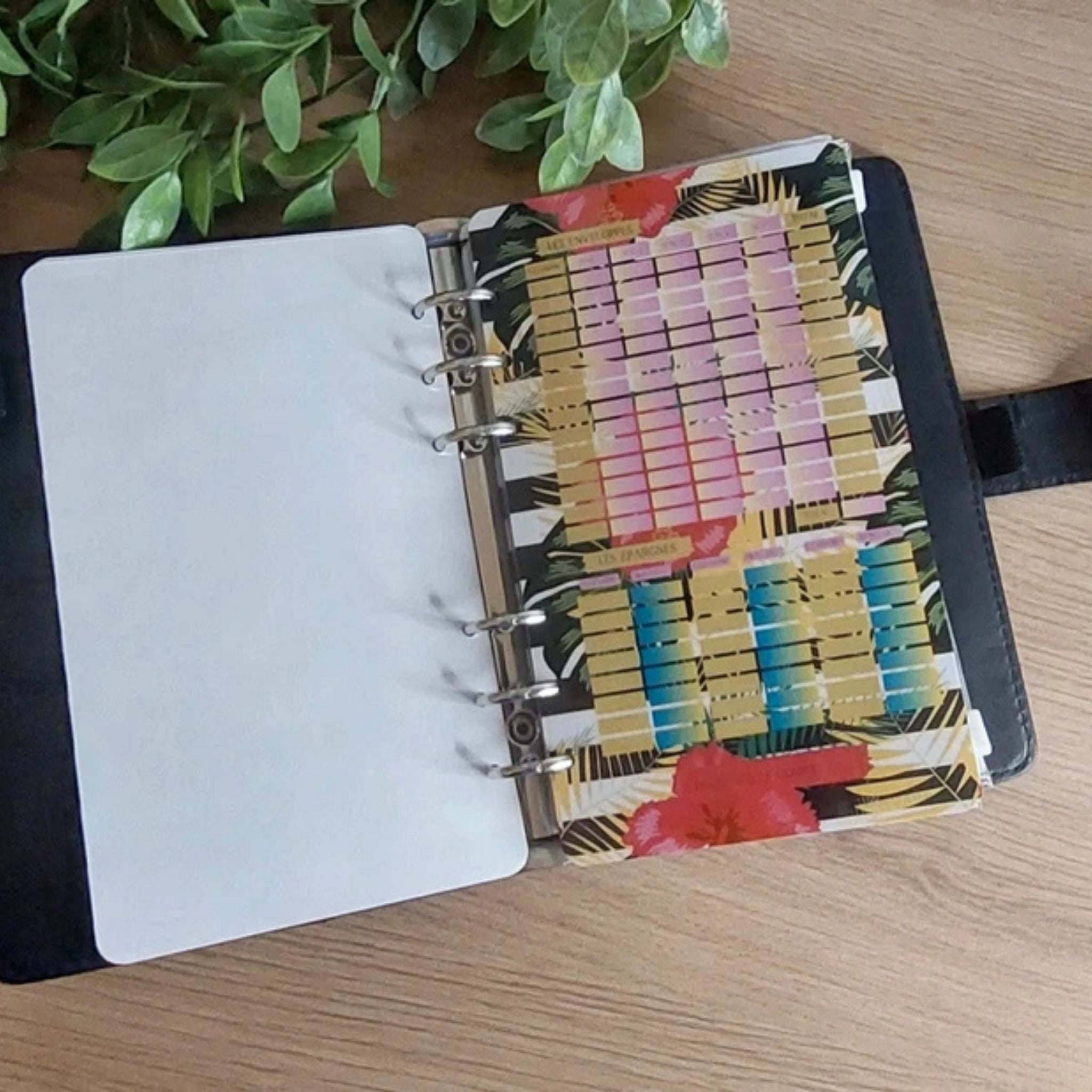 🌴 Classeur de Budget Complet "Tropical Chic" – Noir & Floral (A6)