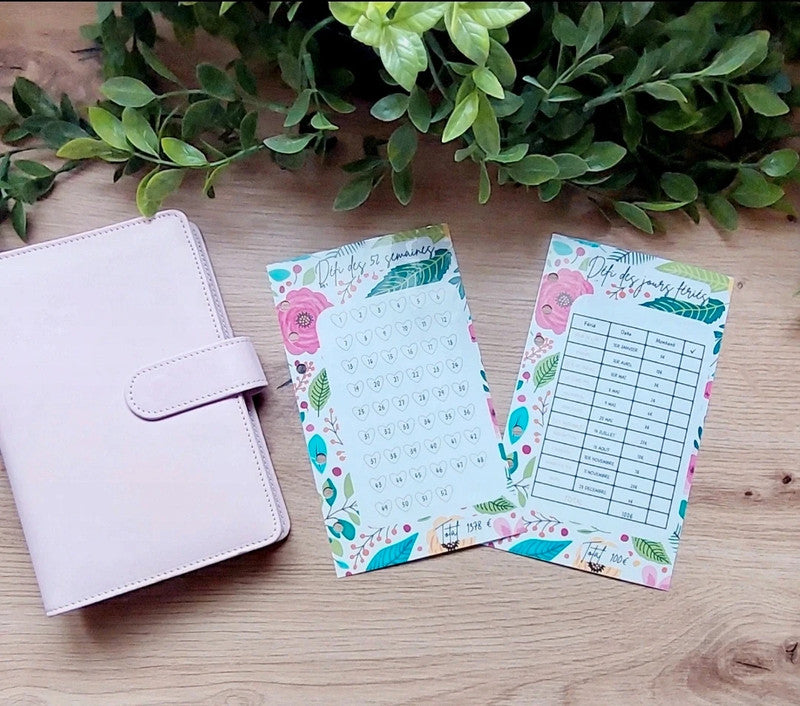 🌸 Classeur de Budget Complet "Fleurs Vintage" – Vieux Rose (A6)