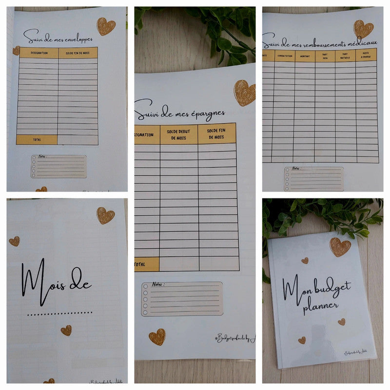 Kit de Démarrage Cœur Or - Budget Planner + Classeurs + Enveloppes