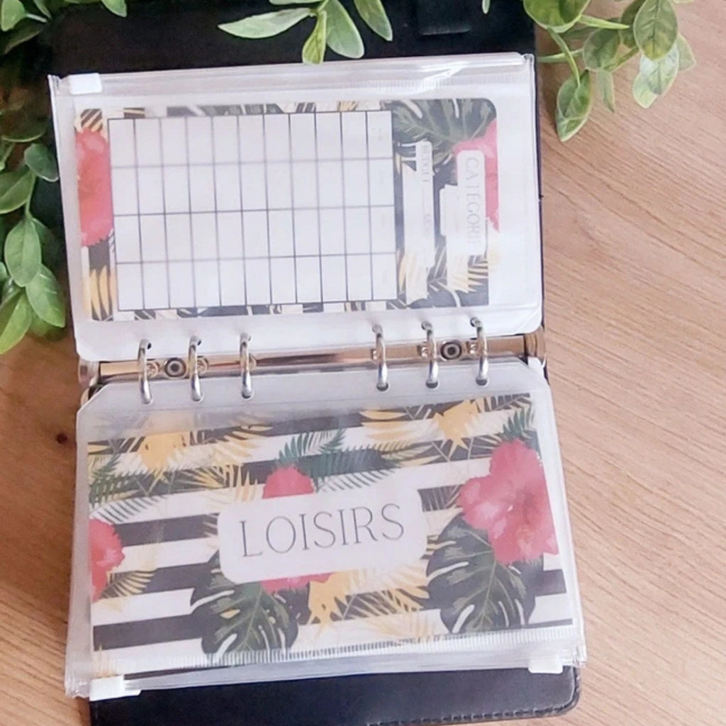 🌴 Classeur de Budget Complet "Tropical Chic" – Noir & Floral (A6)