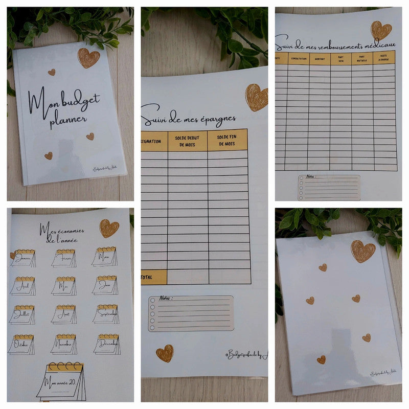 Kit de Démarrage Cœur Or - Budget Planner + Classeurs + Enveloppes