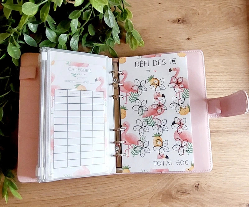 🦩 Classeur de Budget Complet "Pink Flamingo" – Rose Pastel (A6)