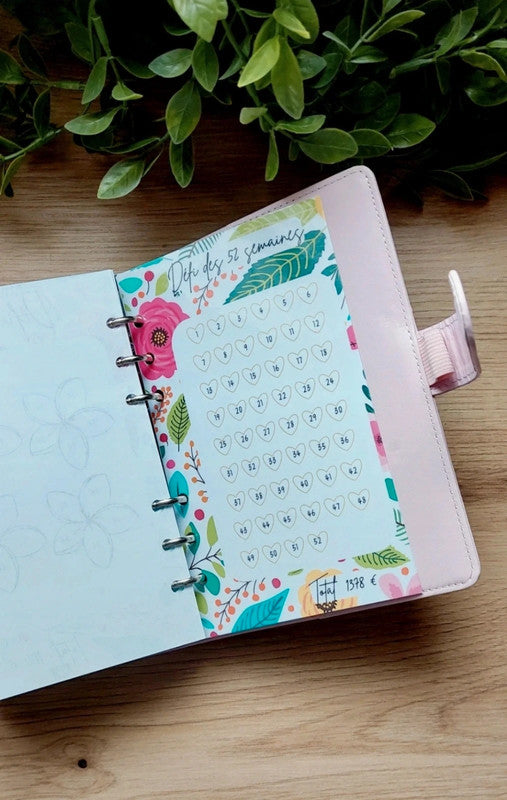 🌸 Classeur de Budget Complet "Fleurs Vintage" – Vieux Rose (A6)