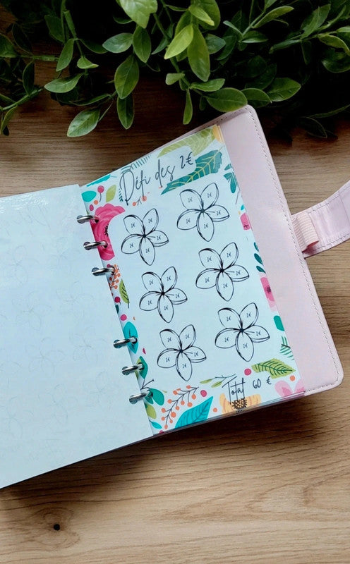 🌸 Classeur de Budget Complet "Fleurs Vintage" – Vieux Rose (A6)
