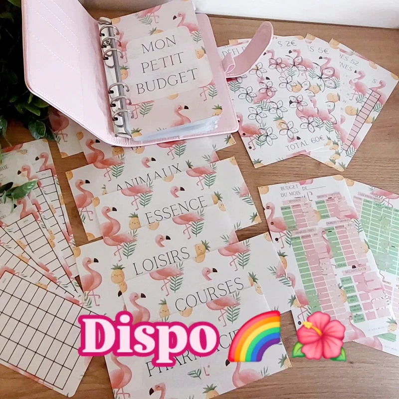 🦩 Classeur de Budget Complet "Pink Flamingo" – Rose Pastel (A6)