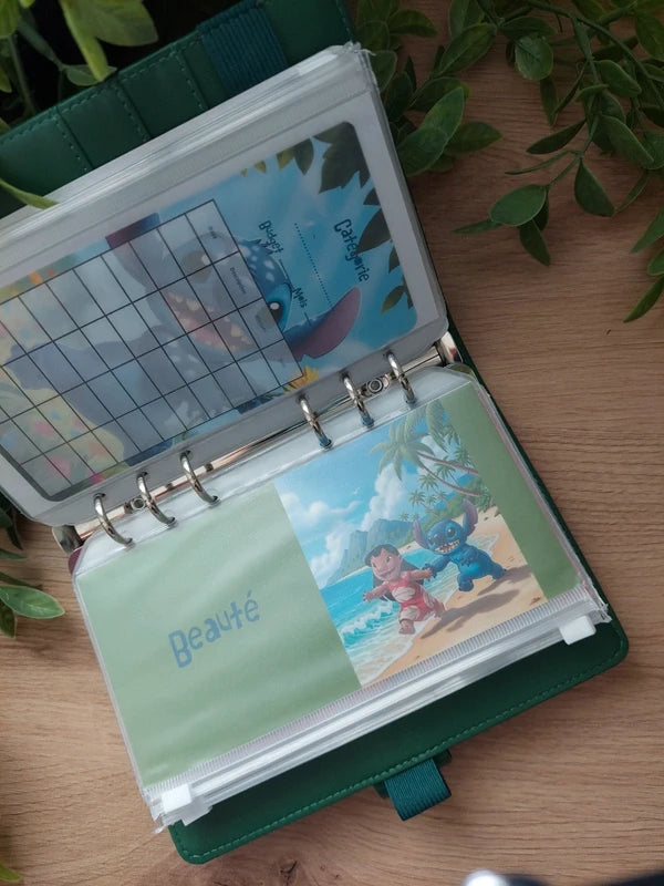 🌺 Classeur de Budget Complet "Stitch Tropical" – Vert Émeraude (A6)