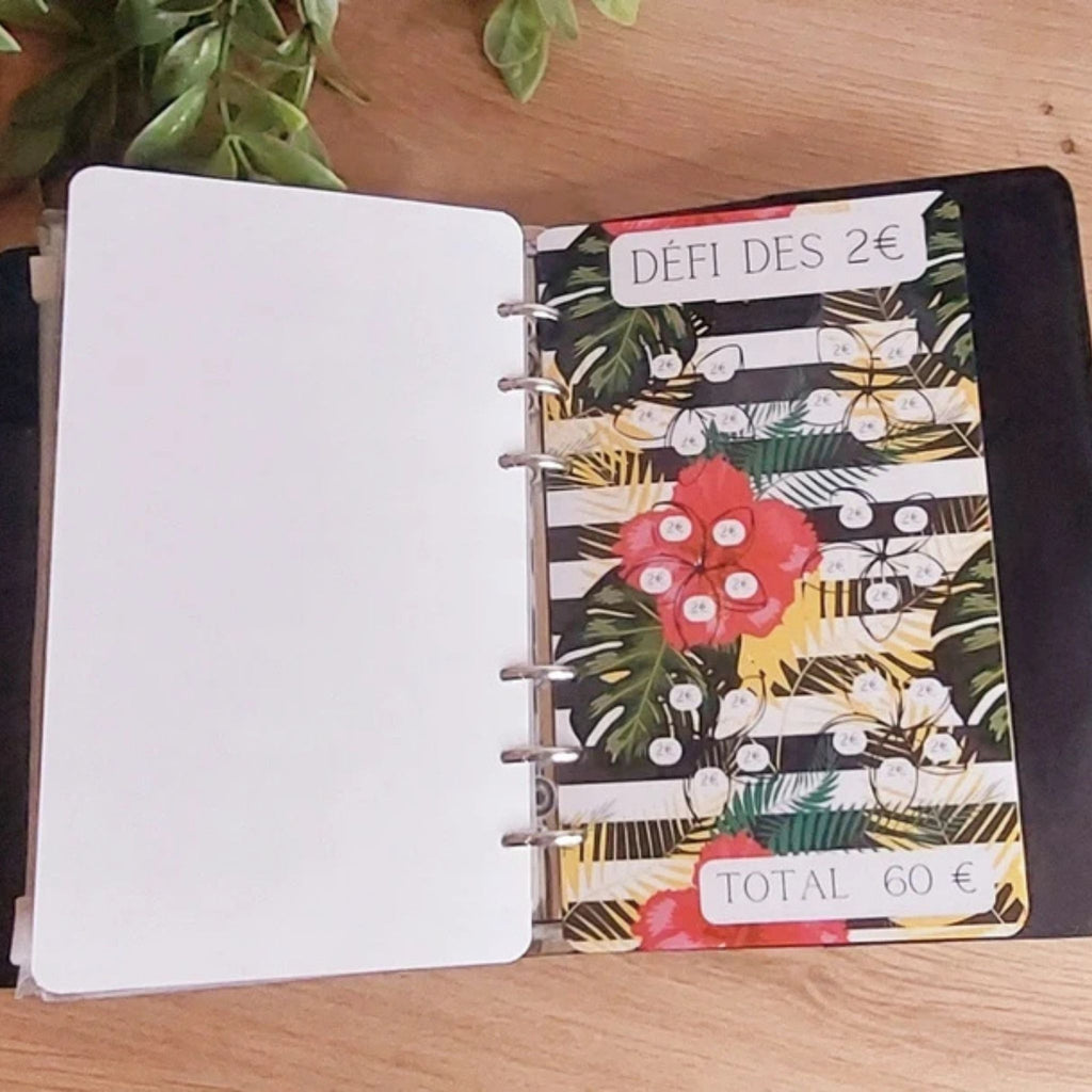 🌴 Classeur de Budget Complet "Tropical Chic" – Noir & Floral (A6)