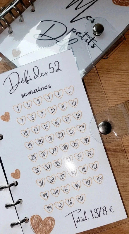 Kit de Démarrage Cœur Or - Budget Planner + Classeurs + Enveloppes