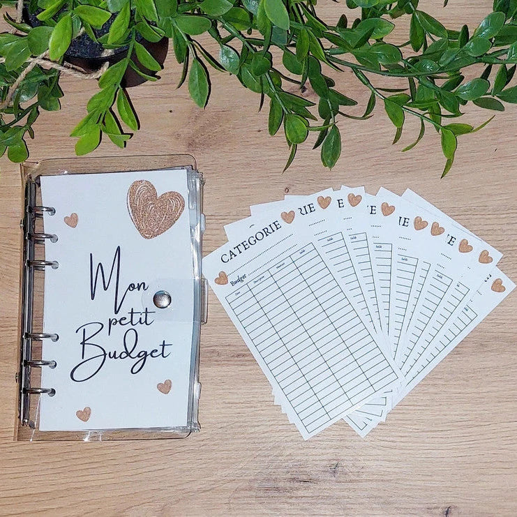 Kit Budget Zen – 2 Classeurs Transparents Cœur Or Format A6
