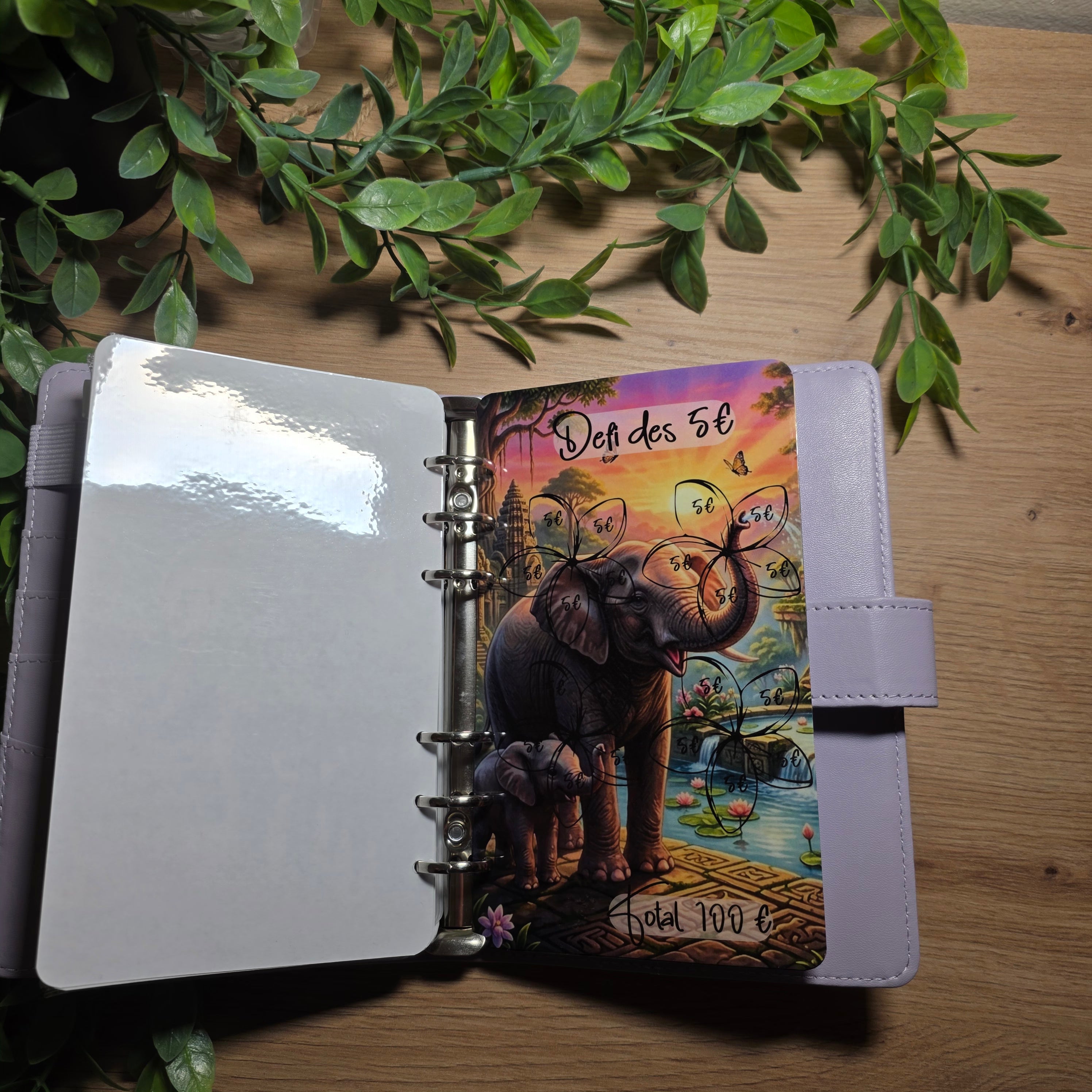 🐘 Classeur Budgétaire A6 – Thème Full Éléphant | Fait main