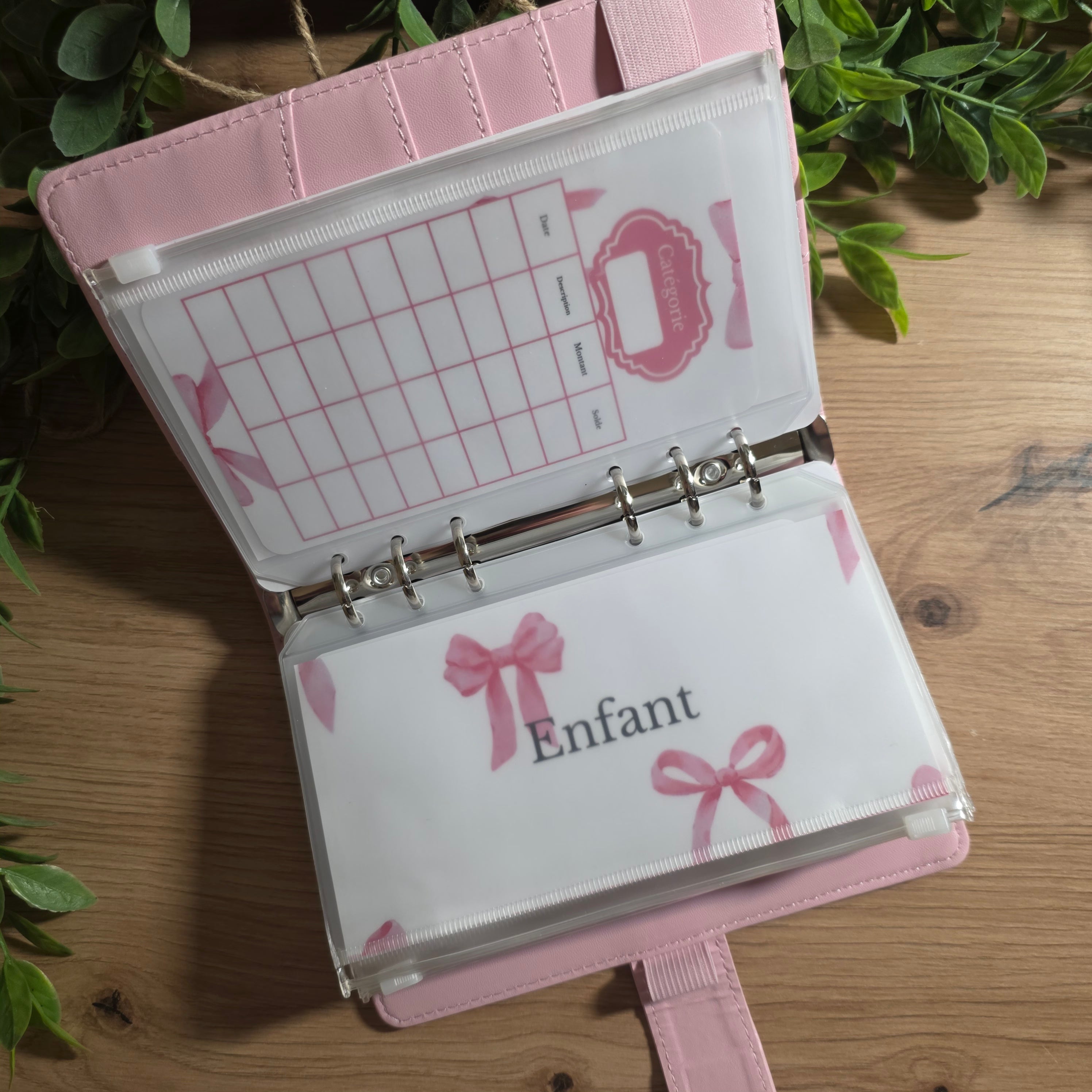 Classeur A6 + Kit Complet - Nœud Rose